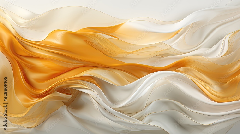Golden Elegance: White and Gold Silk Flat Design Abstract Lines, Generative AI Golden Elegance: White and Gold Silk Flat Design Abstract Lines, Generative AI