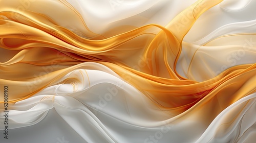 Golden Elegance: White and Gold Silk Flat Design Abstract Lines, Generative AI