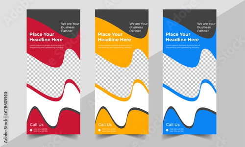 Business Roll Up Banner corporate Roll up background for Presentation, Vertical roll up, x-stand, exhibition display, Retractable banner