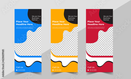 Business Roll Up Banner corporate Roll up background for Presentation, Vertical roll up, x-stand, exhibition display, Retractable banner