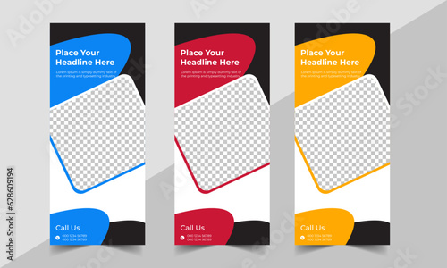 Business Roll Up Banner corporate Roll up background for Presentation, Vertical roll up, x-stand, exhibition display, Retractable banner