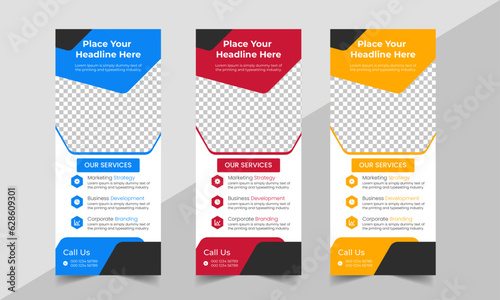 Business Roll Up Banner corporate Roll up background for Presentation, Vertical roll up, x-stand, exhibition display, Retractable banner