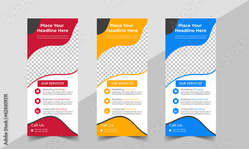 Business Roll Up Banner corporate Roll up background for Presentation, Vertical roll up, x-stand, exhibition display, Retractable banner