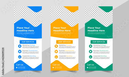 Business Roll Up Banner corporate Roll up background for Presentation, Vertical roll up, x-stand, exhibition display, Retractable banner