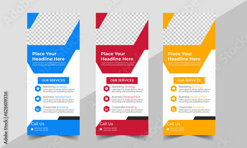 Business Roll Up Banner corporate Roll up background for Presentation, Vertical roll up, x-stand, exhibition display, Retractable banner