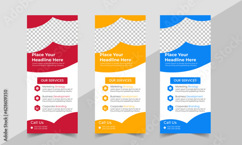 Business Roll Up Banner corporate Roll up background for Presentation, Vertical roll up, x-stand, exhibition display, Retractable banner