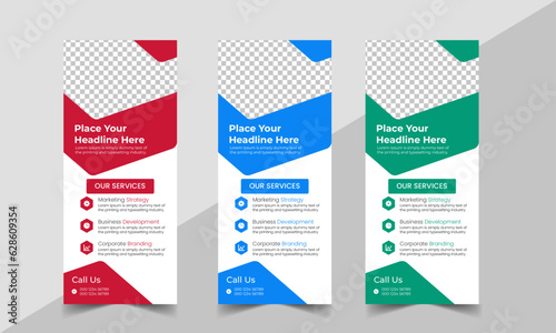 Business Roll Up Banner corporate Roll up background for Presentation, Vertical roll up, x-stand, exhibition display, Retractable banner