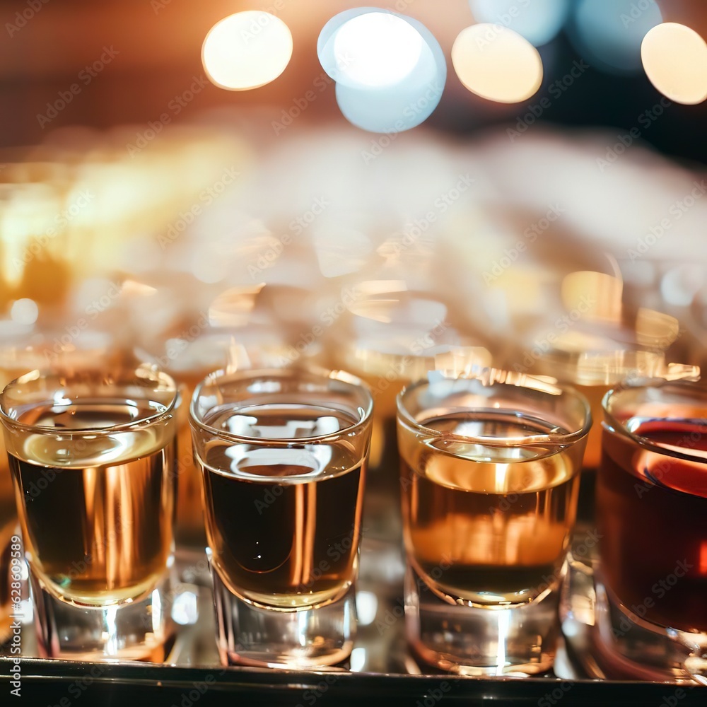 Raw of shot drinks on holiday party Raw of shot drinks on holiday party