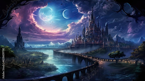 Epic panorama scene vision with epic celestial city in the galaxy © Photo And Art Panda
