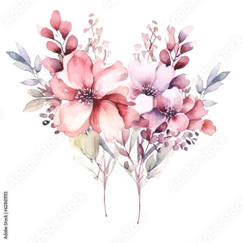 Romantic Watercolor Fairy Florals  Soft Hues on Transparent Background for Dreamy Creations  