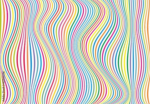 Colourful wallpaper  wavy vertical lines of many colours  thin lines on white background  elegant style   vivid shades of colours