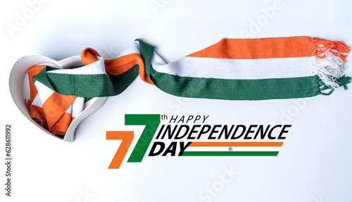 India Independence day background, 77th Independence day flat lay poster photo