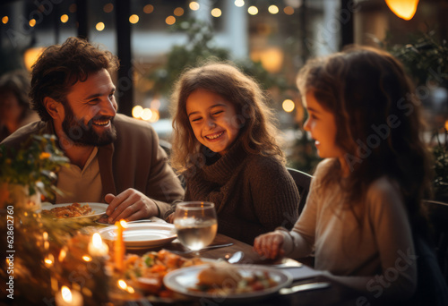 Happy Thanksgiving Day Family enjoying dinner