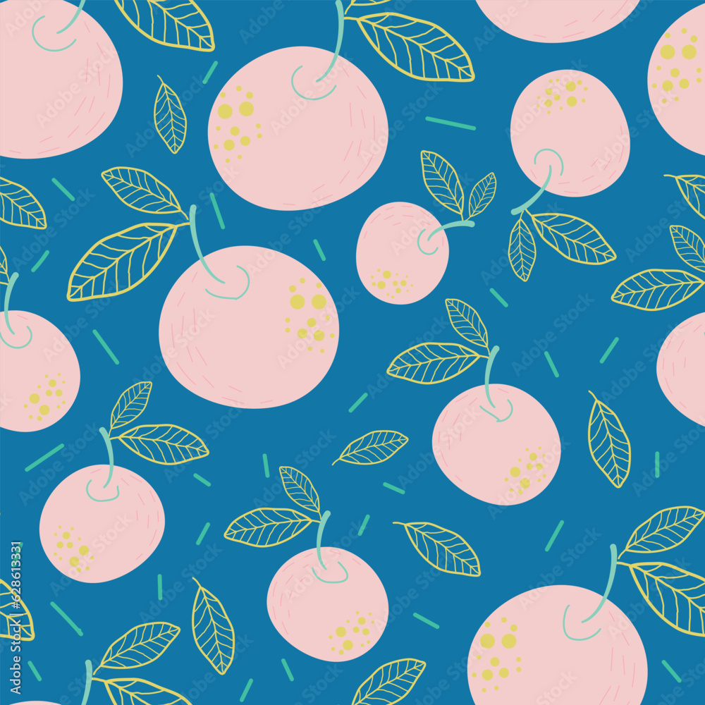 Apples. Seamless pattern on a dark background. Fresh fruits. Autumn design perfect for wallpaper, gift paper, autumn greeting cards, fabric, textile, web design. Hand-drawn. Flat design. Apples. Seamless pattern on a dark background. Fresh fruits. Autumn design perfect for wallpaper, gift paper, autumn greeting cards, fabric, textile, web design. Hand-drawn. Flat design.