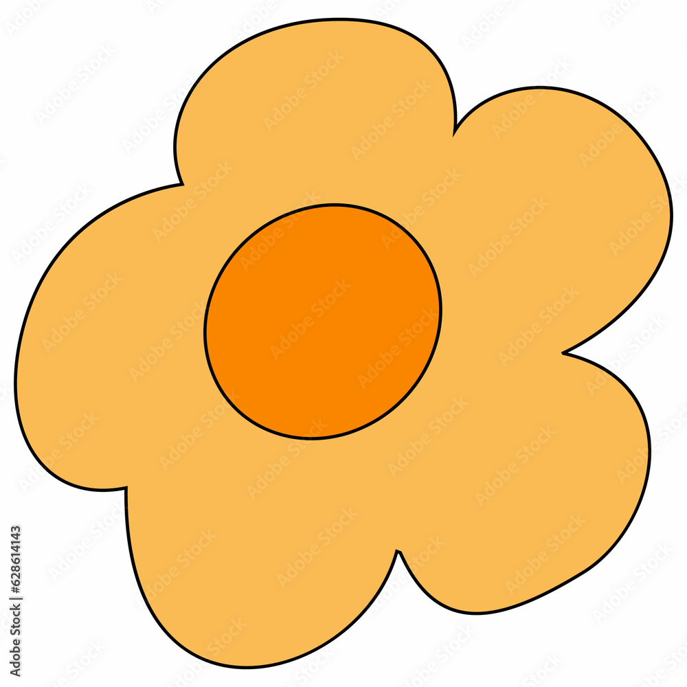 The flower is yellow with a contour for decoration and design. The flower is yellow with a contour for decoration and design.