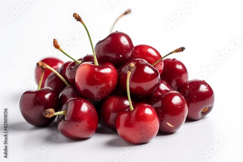 Juicy Sweetness: Isolated Cherry on White Background - Tempting Stock Image for Sale
