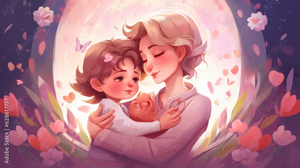 mother day banner characters.Generative AI