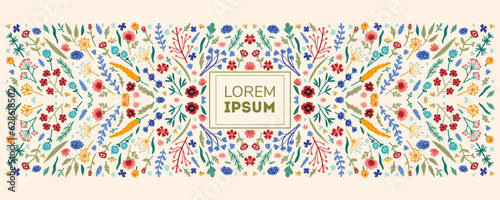 Beautiful banner templates set with doodles floral with roses, leaves, floral bouquets, flower compositions. Notebook covers, floral invitation cards for your design