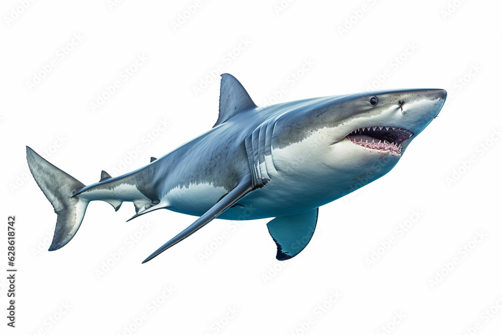 Fototapeta premium blue shark watercolor illustration isolated on white background Generative AI