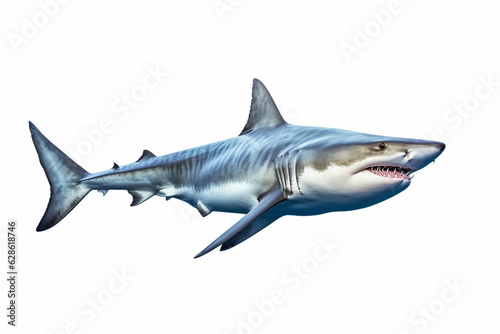 blue shark watercolor illustration isolated on white background Generative AI © Nataliia