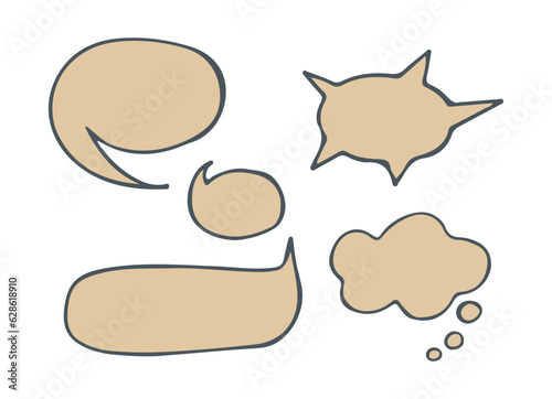 speech bubble Set. color talk bubble text, chat box, in retro style. Frames for texts isolated on white background. Vector illustration