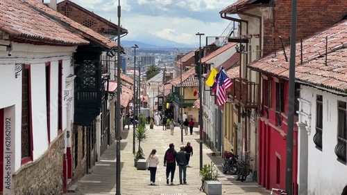 tourist street of La Candelaria in the city of Bogota, capital of Colombia