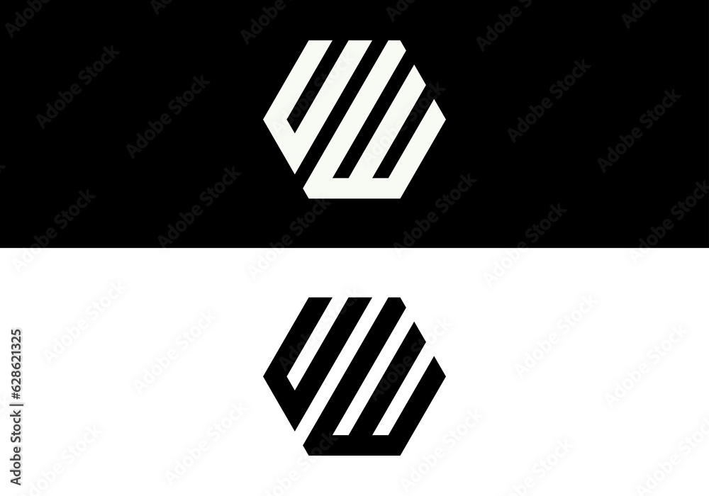 UW minimal style monogram logo white and black background