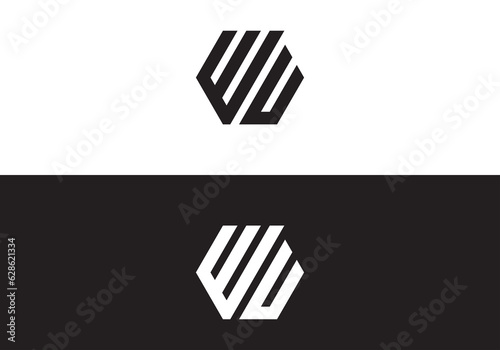 WU minimal style monogram logo white and black background-01