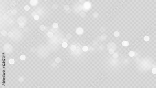 Golden dust light png. Christmas glowing bokeh confetti and sparkle overlay texture for your design. Stock royalty free vector illustration. PNG	
