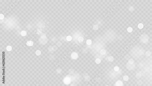 Golden dust light png. Christmas glowing bokeh confetti and sparkle overlay texture for your design. Stock royalty free vector illustration. PNG 