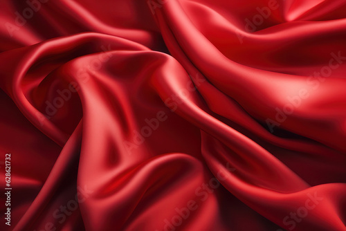 Background, texture, red silk fabric. Background for the site, application. AI generative.