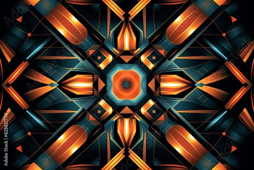 an abstract design with orange and black colors