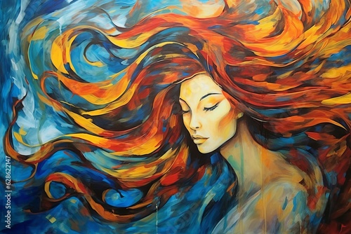 an abstract painting of a woman with long hair © AberrantRealities