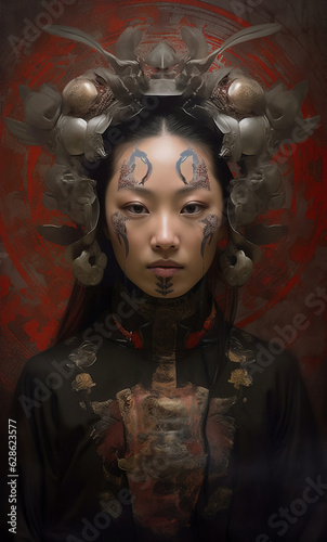 an asian woman with tattoos on her face © AberrantRealities