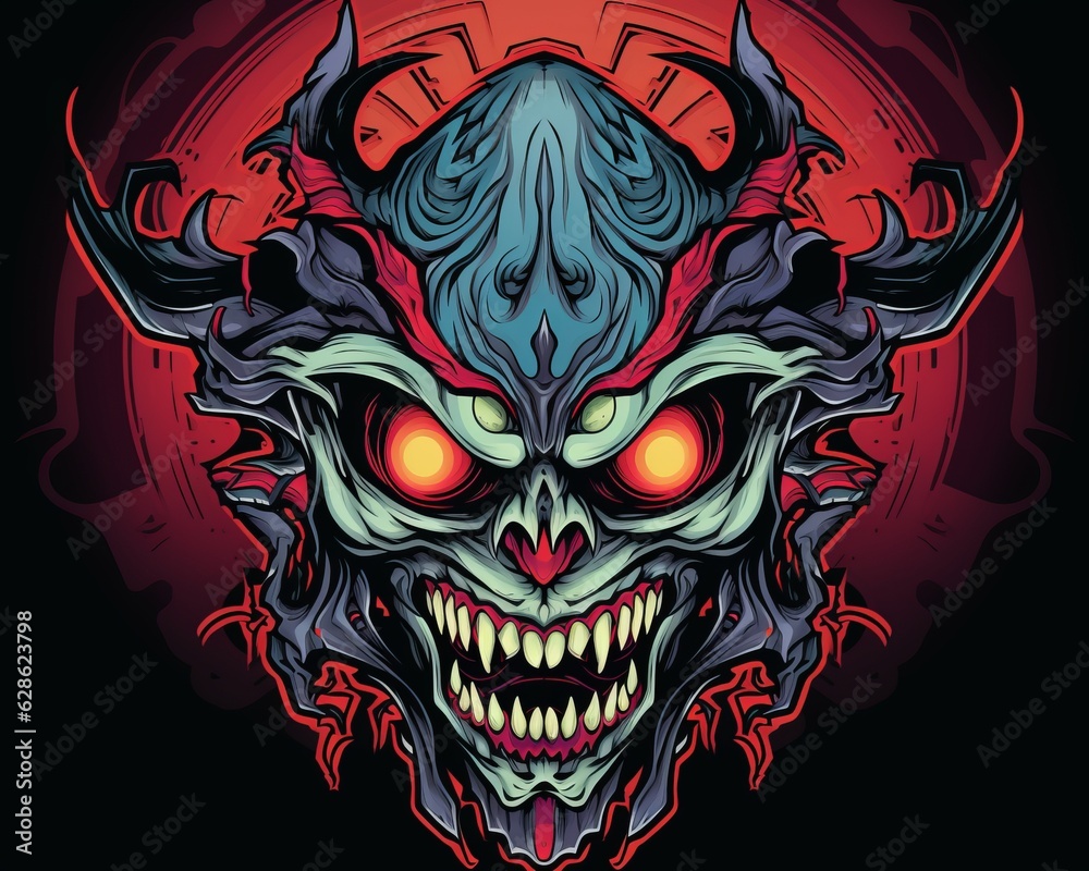 an evil demon head with red eyes on a black background an evil demon head with red eyes on a black background
