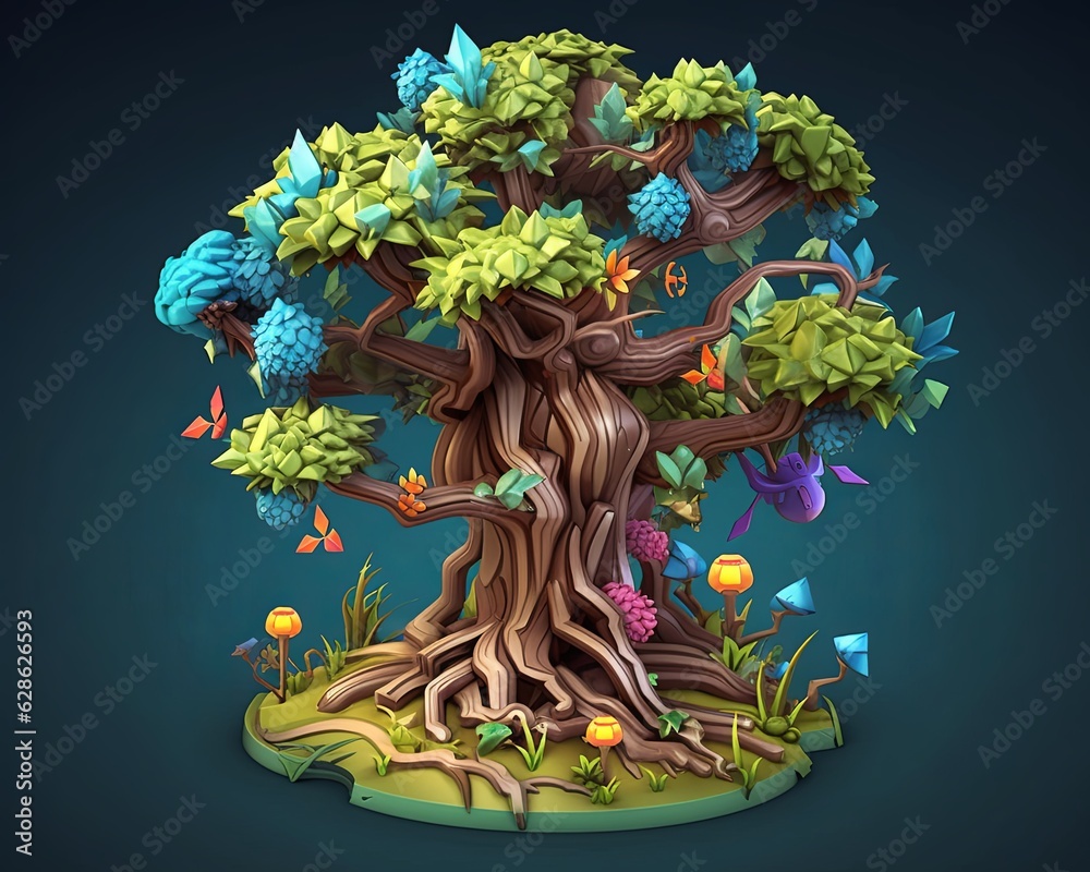 an illustration of a tree with lots of different animals on it