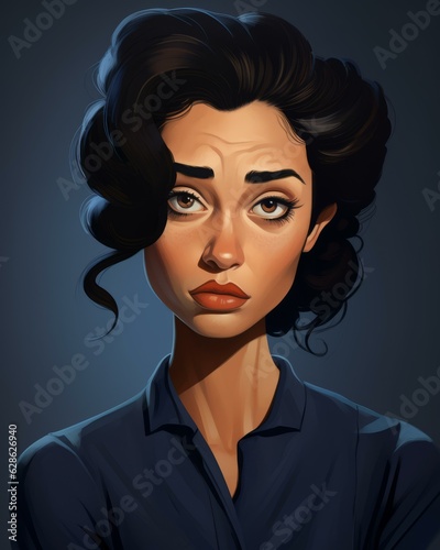 an illustration of a woman with dark hair
