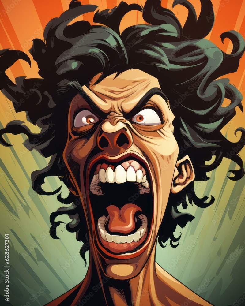 an illustration of an angry man with his mouth open