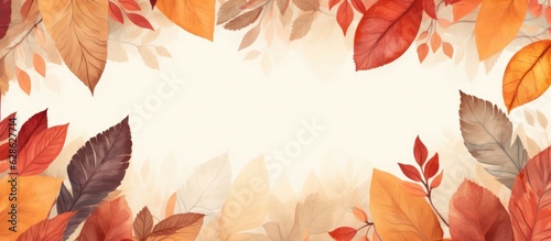 A Creative Layout of Colorful Autumn Leaves Forming a Border on a White Background Banner