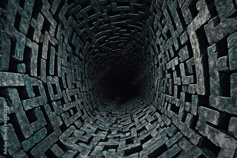 an image of a dark tunnel with a maze in it - obrazy, fototapety, plakaty 