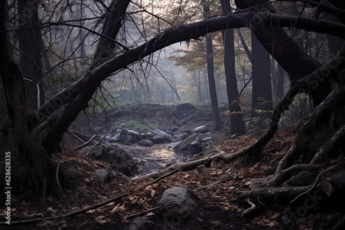 an image of a dark forest with trees and rocks © AberrantRealities
