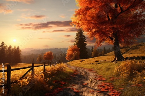 Autumn landscape photographs  Generative AI