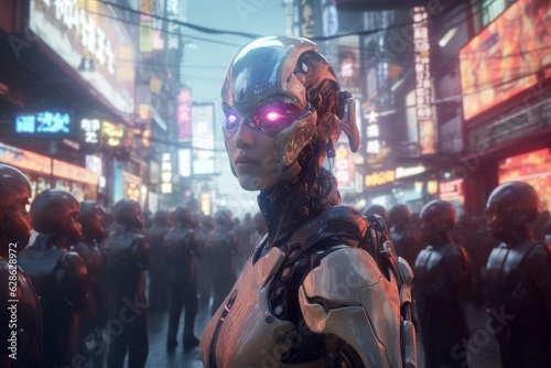 an image of a robot standing in a crowd of people © AberrantRealities