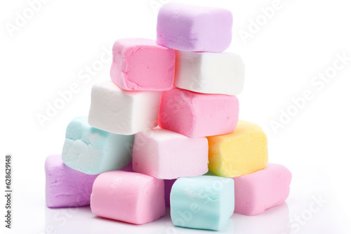 Stack of delicious homemade colorful marshmallows