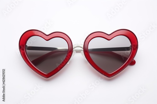 heart shaped glasses on white background.