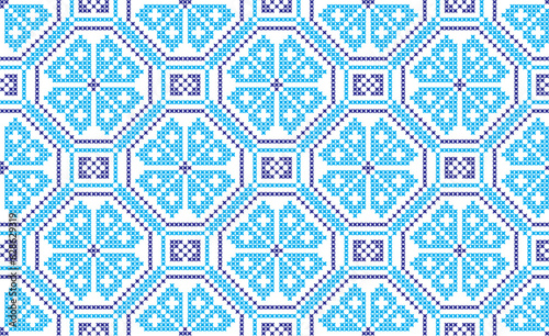 embroidered cross-stitch ornament national pattern Ukrainian Slavic.