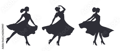 Dance silhouette black filled vector Illustration