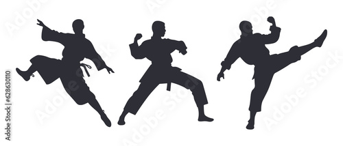 Martial art silhouette black filled vector Illustration