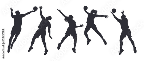 Volleyball player silhouette black filled vector Illustration