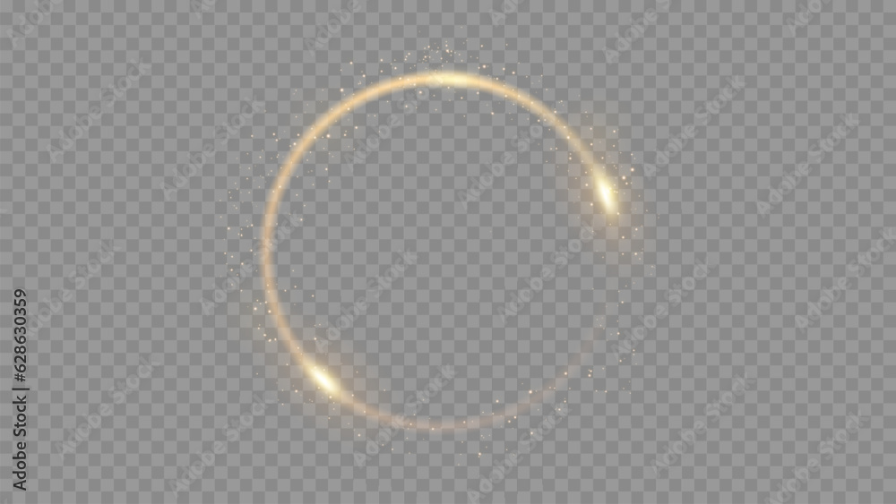 The effect of abstract white light circles on a transparent background. Stock royalty free. PNG